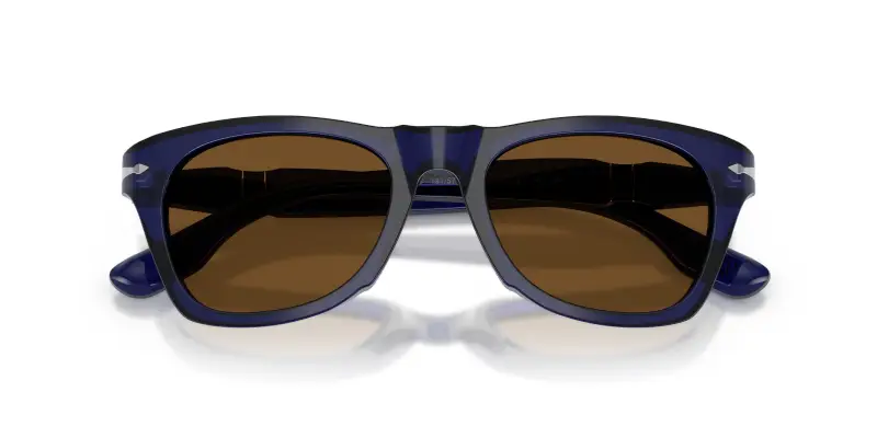 Unisex Persol PO8001S 181/57 Occhiali da sole Acetato Blu Marrone Pantos Polarizzata miniatura 2
