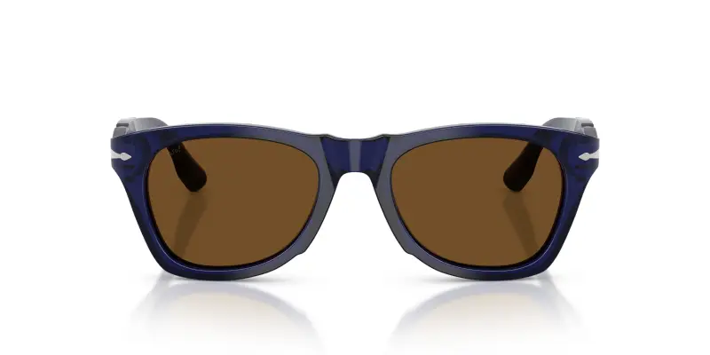 Unisex Persol PO8001S 181/57 Occhiali da sole Acetato Blu Marrone Pantos Polarizzata miniatura 3