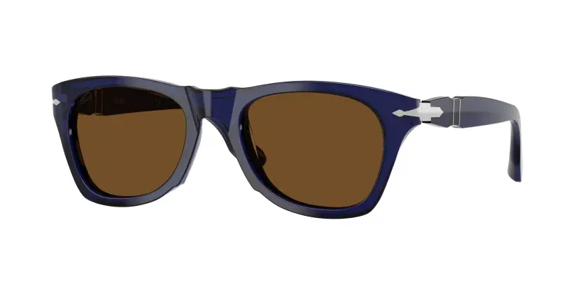 Unisex Persol PO8001S 181/57 Occhiali da sole Acetato Blu Marrone Pantos Polarizzata