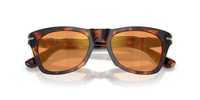 Unisex Persol PO8001S 24/3L Occhiali da sole Acetato Tartaruga Giallo Pantos Specchiate miniatura 2
