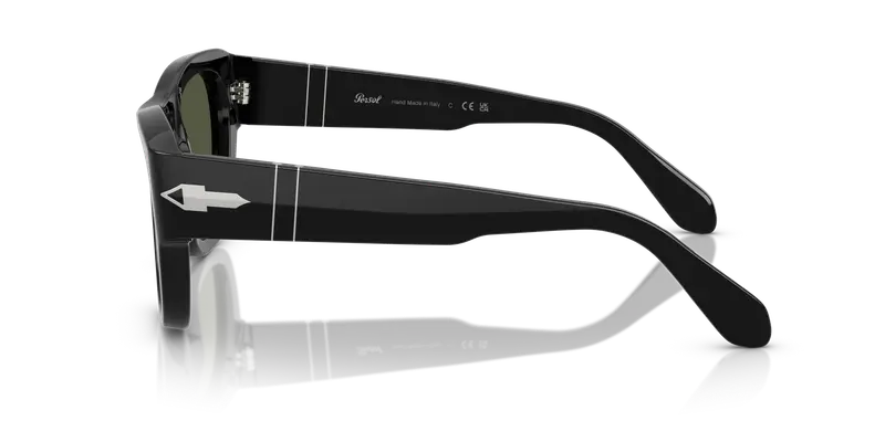 Persol Unisex PO0054S 95/31 Occhiali da sole Acetato Nero Verde Pillow Normale miniatura 3