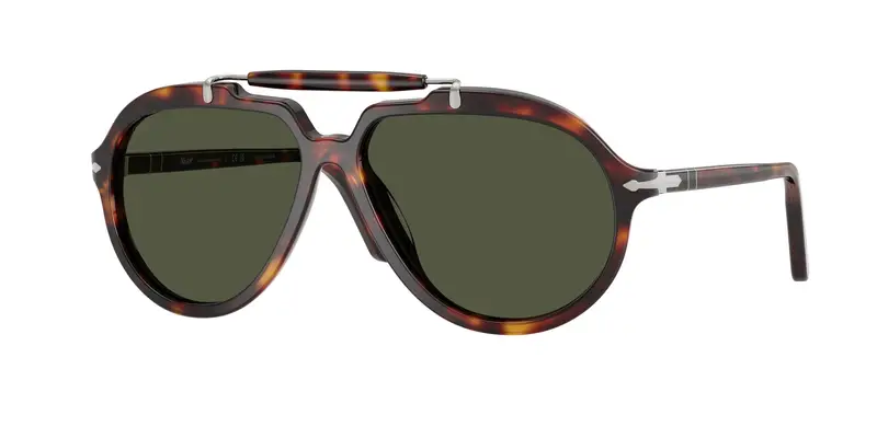 Persol Unisex PO0202S  24/31 Occhiali da sole Acetato Tartaruga Verde Squadrata Normale