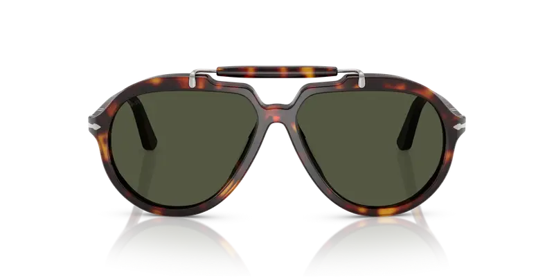 Persol Unisex PO0202S 24/31 Occhiali da sole Acetato Tartaruga Verde Squadrata Normale miniatura 2