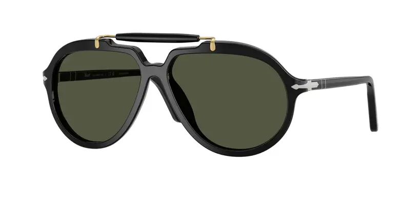 Persol Unisex PO0202S  95/31 Occhiali da sole Acetato Nero Verde Squadrata Normale