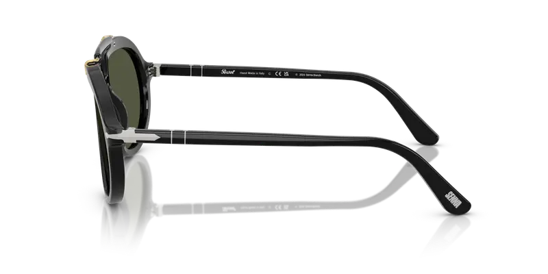 Persol Unisex PO0202S 95/31 Occhiali da sole Acetato Nero Verde Squadrata Normale miniatura 3