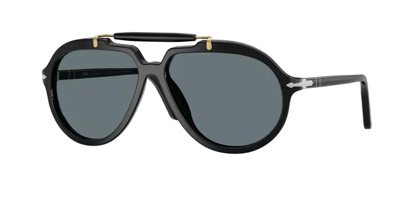 Persol Unisex PO0202S  95/3R Occhiali da sole Acetato Nero Blu Squadrata Polarizzata