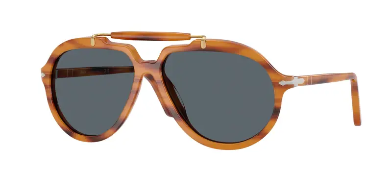 Persol Unisex PO0202S  960/R5 Occhiali da sole Acetato Tartaruga Blu Squadrata Normale