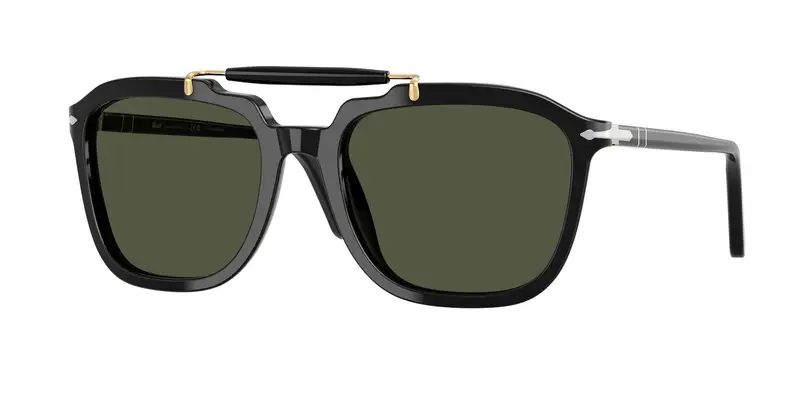 Persol Unisex PO0203S  95/31 Occhiali da sole Acetato Nero Verde Squadrata Normale