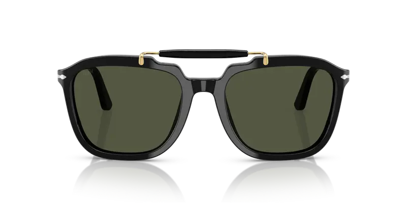 Persol Unisex PO0203S 95/31 Occhiali da sole Acetato Nero Verde Squadrata Normale miniatura 2