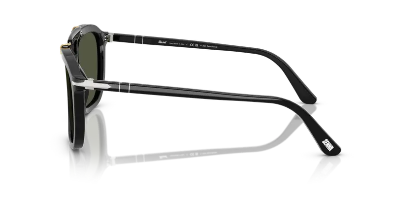 Persol Unisex PO0203S 95/31 Occhiali da sole Acetato Nero Verde Squadrata Normale miniatura 3