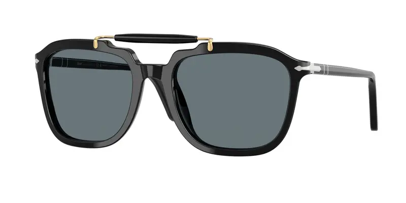 Persol Unisex PO0203S  95/3R Occhiali da sole Acetato Nero Blu Squadrata Polarizzata