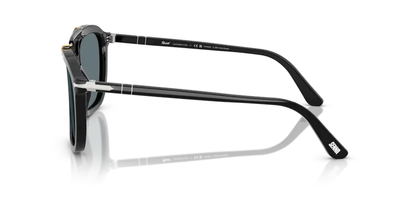 Persol Unisex PO0203S 95/3R Occhiali da sole Acetato Nero Blu Squadrata Polarizzata miniatura 3