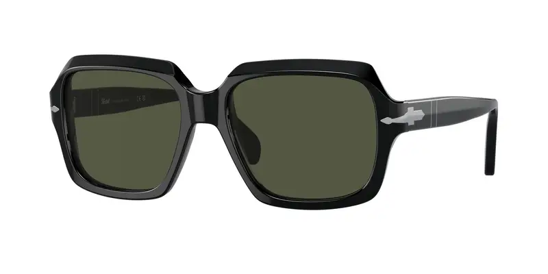 Persol Unisex PO0581S  95/31 Occhiali da sole Acetato Nero Verde Squadrata Normale