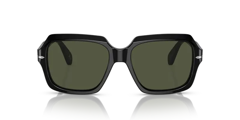 Persol Unisex PO0581S 95/31 Occhiali da sole Acetato Nero Verde Squadrata Normale miniatura 2