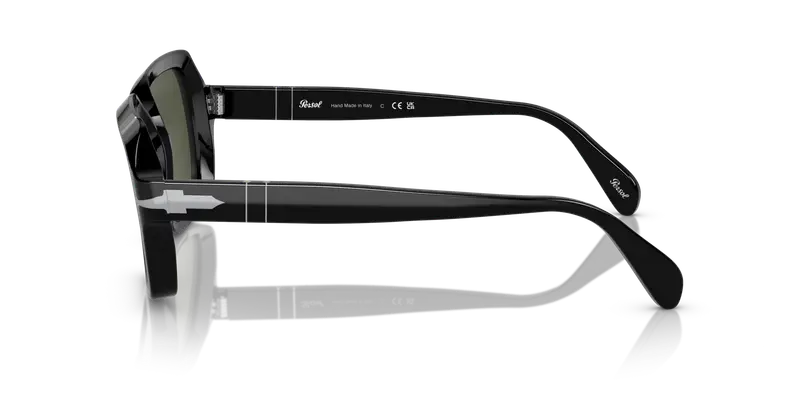 Persol Unisex PO0581S 95/31 Occhiali da sole Acetato Nero Verde Squadrata Normale miniatura 3