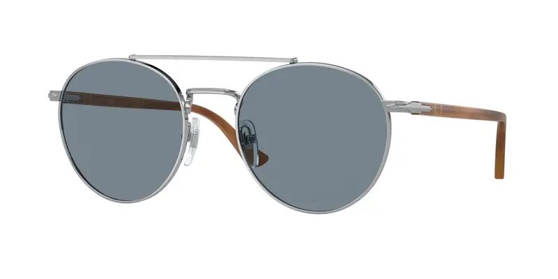Persol Unisex PO1011S  518/56 Occhiali da sole Metallo Argento Blu Pillow Normale