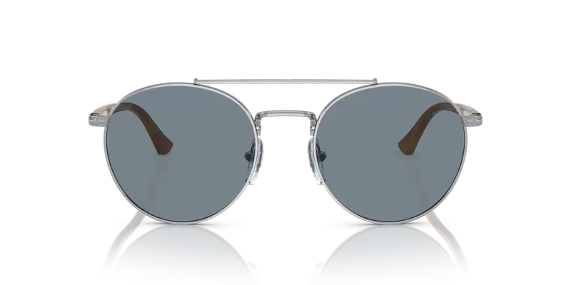 Persol Unisex PO1011S 518/56 Occhiali da sole Metallo Argento Blu Pillow Normale miniatura 2