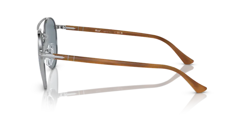 Persol Unisex PO1011S 518/56 Occhiali da sole Metallo Argento Blu Pillow Normale miniatura 3