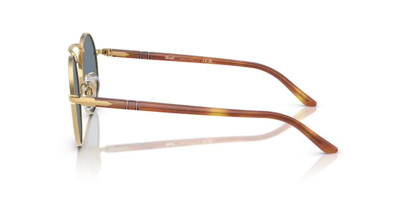 Persol Unisex PO1019S 113256 Occhiali da sole Metallo Oro Blu Squadrata Normale miniatura 3