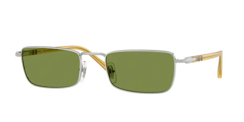 Unisex PO1025S 518/4E Occhiali da sole Metallo Argento Verde Squadrata Normale