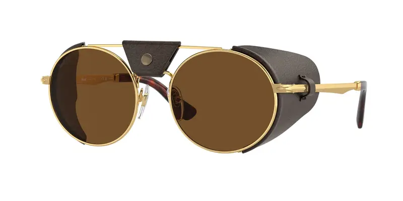 Persol Unisex PO2496SZ 114057 Occhiali da sole Metallo Oro Marrone Rotonda Polarizzata