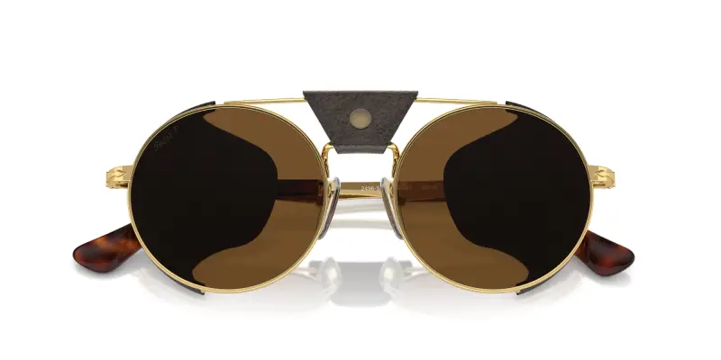 Unisex PO2496SZ 114057 Occhiali da sole Metallo Oro Marrone Rotonda Polarizzata miniatura 2