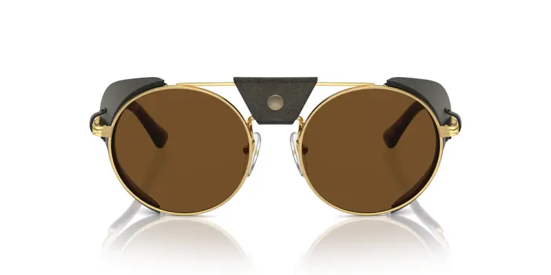 Unisex PO2496SZ 114057 Occhiali da sole Metallo Oro Marrone Rotonda Polarizzata miniatura 3