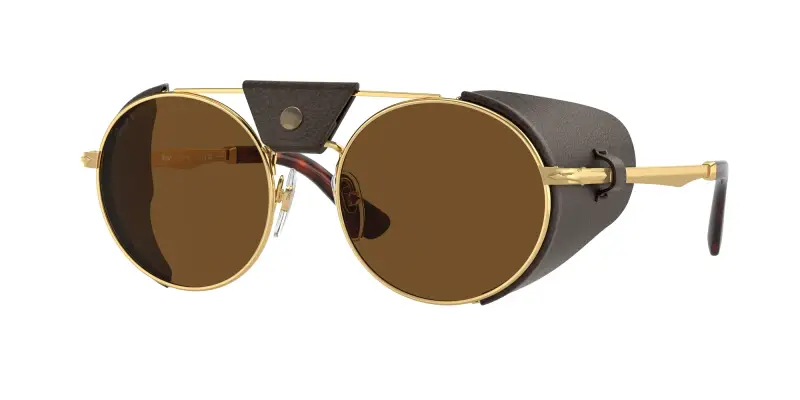 Unisex PO2496SZ 114057 Occhiali da sole Metallo Oro Marrone Rotonda Polarizzata