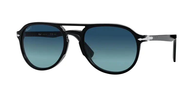 Persol Unisex PO3235S EL PROFESOR SERGIO 095/S3 Occhiali da sole Acetato Nero Blu Pilot Polarizzata Sfumato
