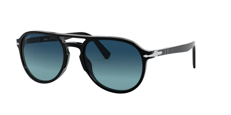 Persol Unisex PO3235S EL PROFESOR SERGIO 095/S3 Occhiali da sole Acetato Nero Blu Pilot Polarizzata Sfumato miniatura 2