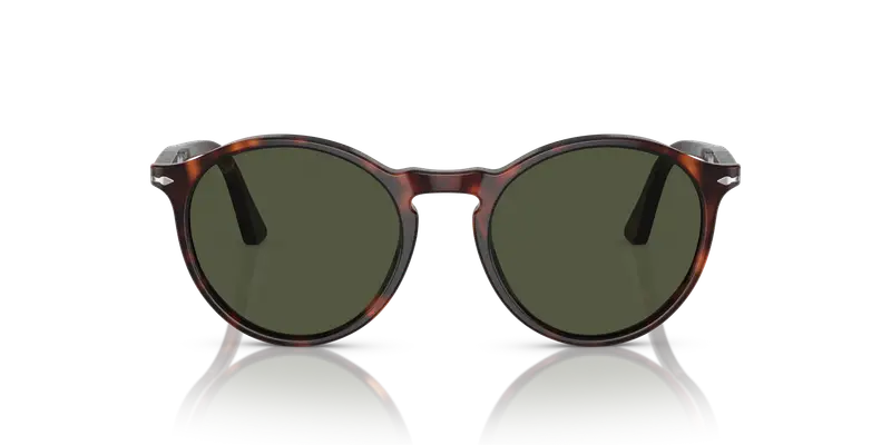 Persol Unisex PO3285S 24/31 Occhiali da sole Plastica Havana Verde Rotonda Normale miniatura 2
