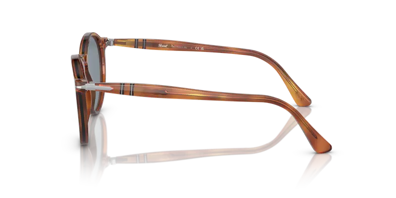 Persol Unisex PO3285S 96/56 Occhiali da sole Acetato Marrone Blu Rotonda Normale miniatura 3