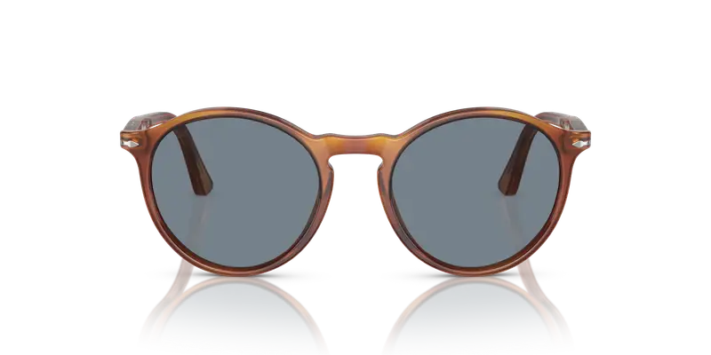 Persol Unisex PO3285S 96/56 Occhiali da sole Plastica Havana Blu Rotonda Normale miniatura 2