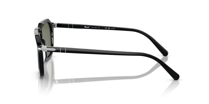 Persol Unisex PO3292S 95/58 Occhiali da sole Acetato Nero Verde Squadrata Polarizzata miniatura 3