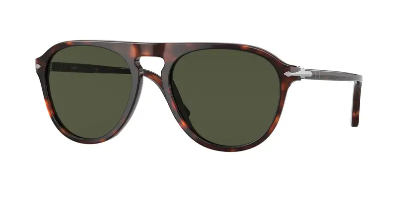 Persol Unisex PO3302S  24/31 Occhiali da sole Acetato Tartaruga Verde Pilot Normale