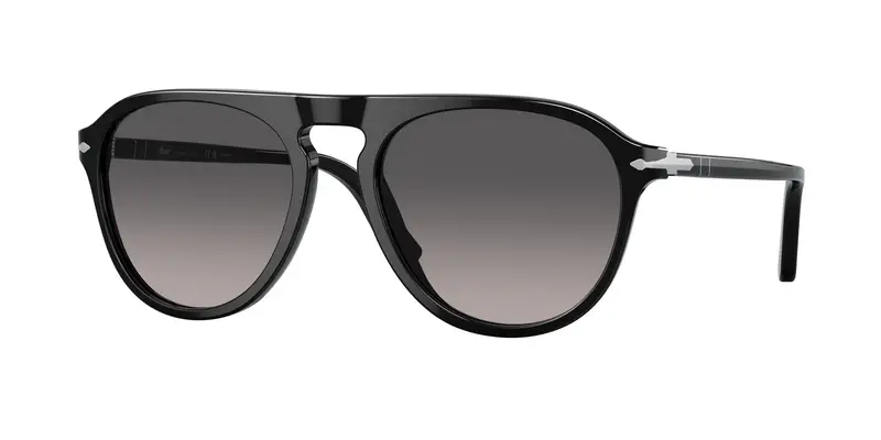 Persol Unisex PO3302S  95/M3 Occhiali da sole Acetato Nero Grigio Pilot Polarizzata Sfumato