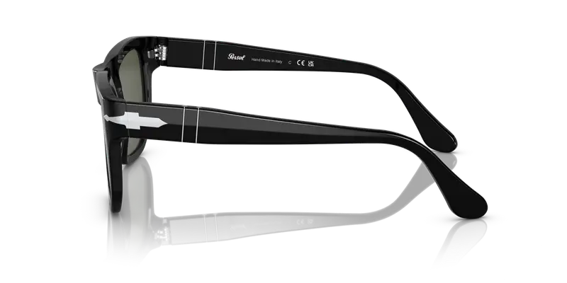 Persol Unisex PO3306S 95/31 Occhiali da sole Acetato Nero Verde Squadrata Normale miniatura 3