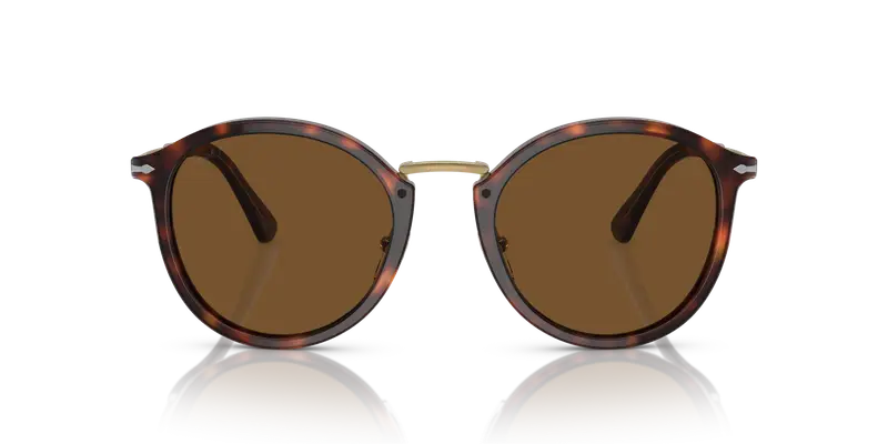 Persol Unisex PO3309S 24/57 Occhiali da sole Acetato Tartaruga Marrone Rotonda Polarizzata miniatura 2
