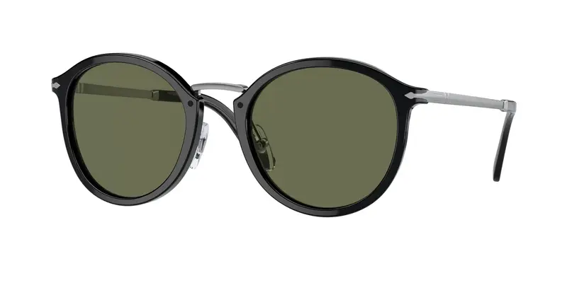 Persol Unisex PO3309S  95/58 Occhiali da sole Acetato Nero Verde Rotonda Polarizzata