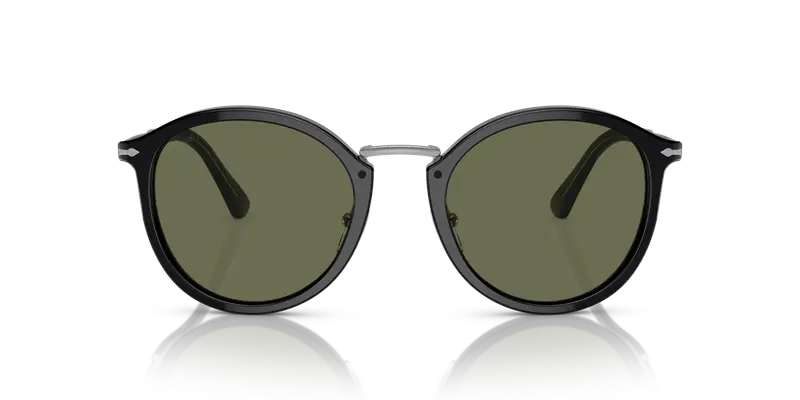 Persol Unisex PO3309S 95/58 Occhiali da sole Acetato Nero Verde Rotonda Polarizzata miniatura 2
