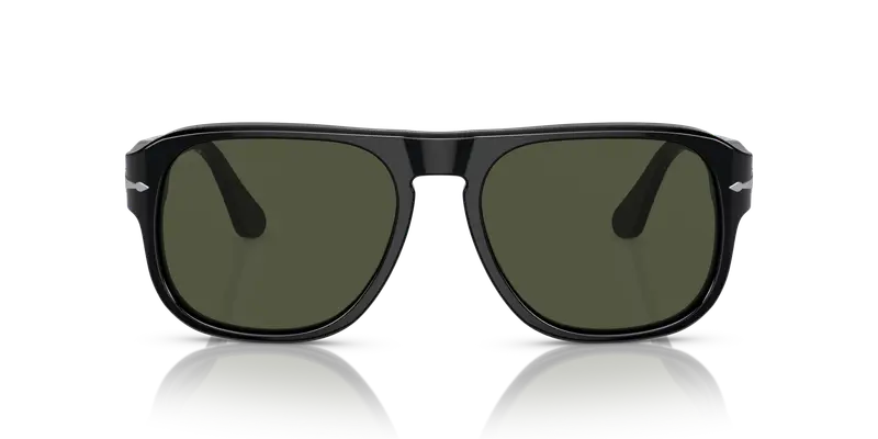 Persol Unisex PO3310S JEAN 95/31 Occhiali da sole Acetato Nero Verde Squadrata Normale miniatura 2