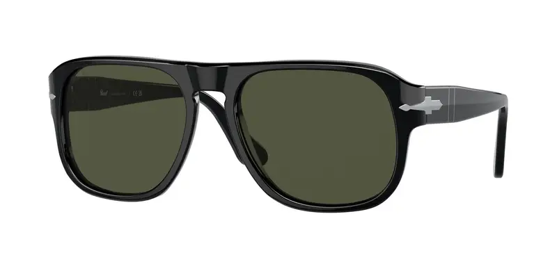 Persol Unisex PO3310S JEAN 95/31 Occhiali da sole Acetato Nero Verde Squadrata Normale