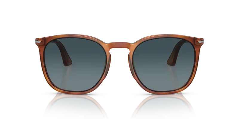 Persol Unisex PO3316S 96/S3 Occhiali da sole Acetato Marrone Blu Rotonda Polarizzata Sfumato miniatura 2