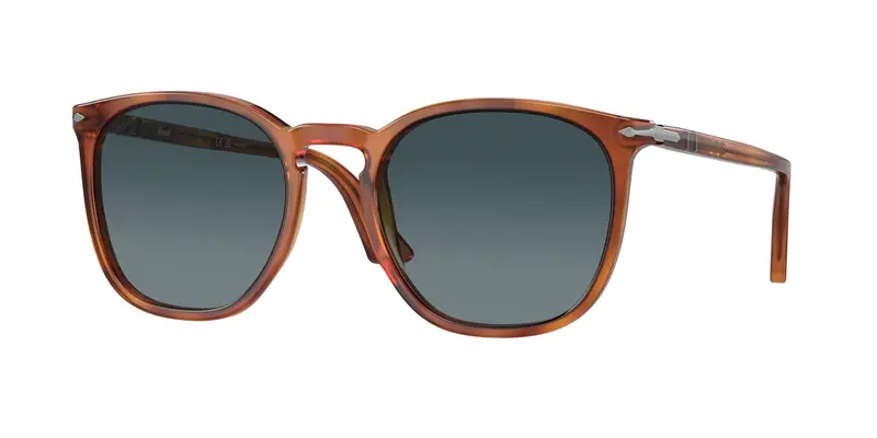 Persol Unisex PO3316S  96/S3 Occhiali da sole Acetato Marrone Blu Rotonda Polarizzata Sfumato