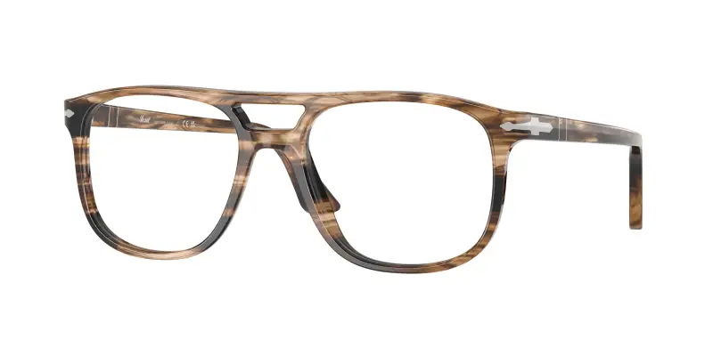 Unisex PO3329V GRETA 1236 Montature da vista Acetato Marrone Trasparente Pilot Normale