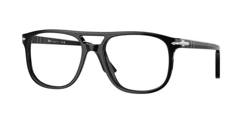Persol Unisex PO3329V GRETA 95 Montature da vista Acetato Nero Trasparente Pilot Normale