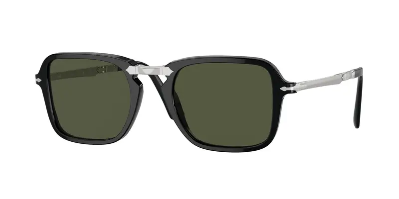 Persol Unisex PO3330S  95/31 Occhiali da sole Acetato Nero Verde Squadrata Normale