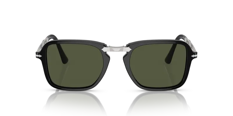 Persol Unisex PO3330S 95/31 Occhiali da sole Acetato Nero Verde Squadrata Normale miniatura 2