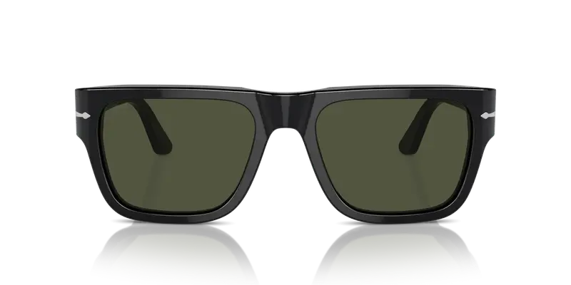 Persol Unisex PO3348S 95/31 Occhiali da sole Acetato Nero Verde Squadrata Normale miniatura 2