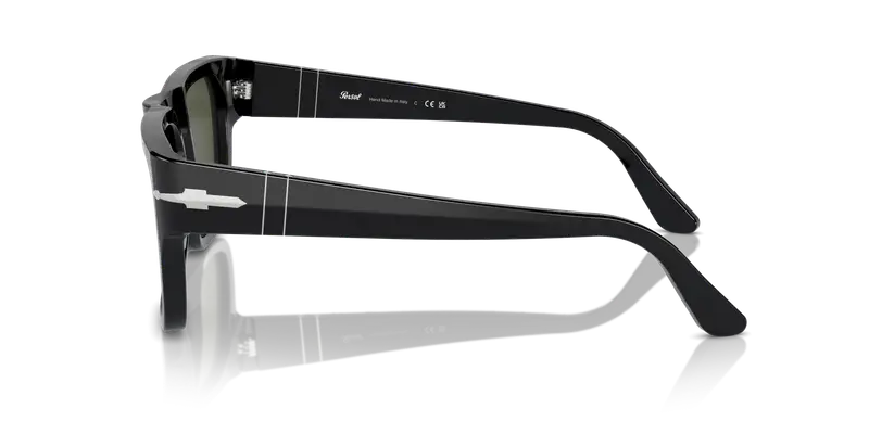 Persol Unisex PO3348S 95/31 Occhiali da sole Acetato Nero Verde Squadrata Normale miniatura 3